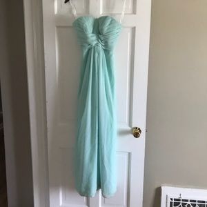 Mint long strapless chiffon dress
